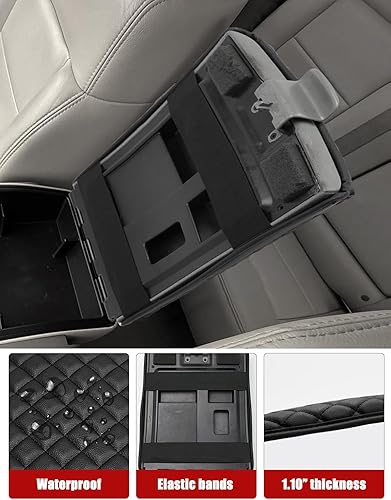 Miniatura 5 de KBH Center Console Armrest Cover for Ford F150 2004-2010, 40/20/40 Split Bench Jump Seat, Middle Console Lid Protector Thick Pad, Vinyl Leather,