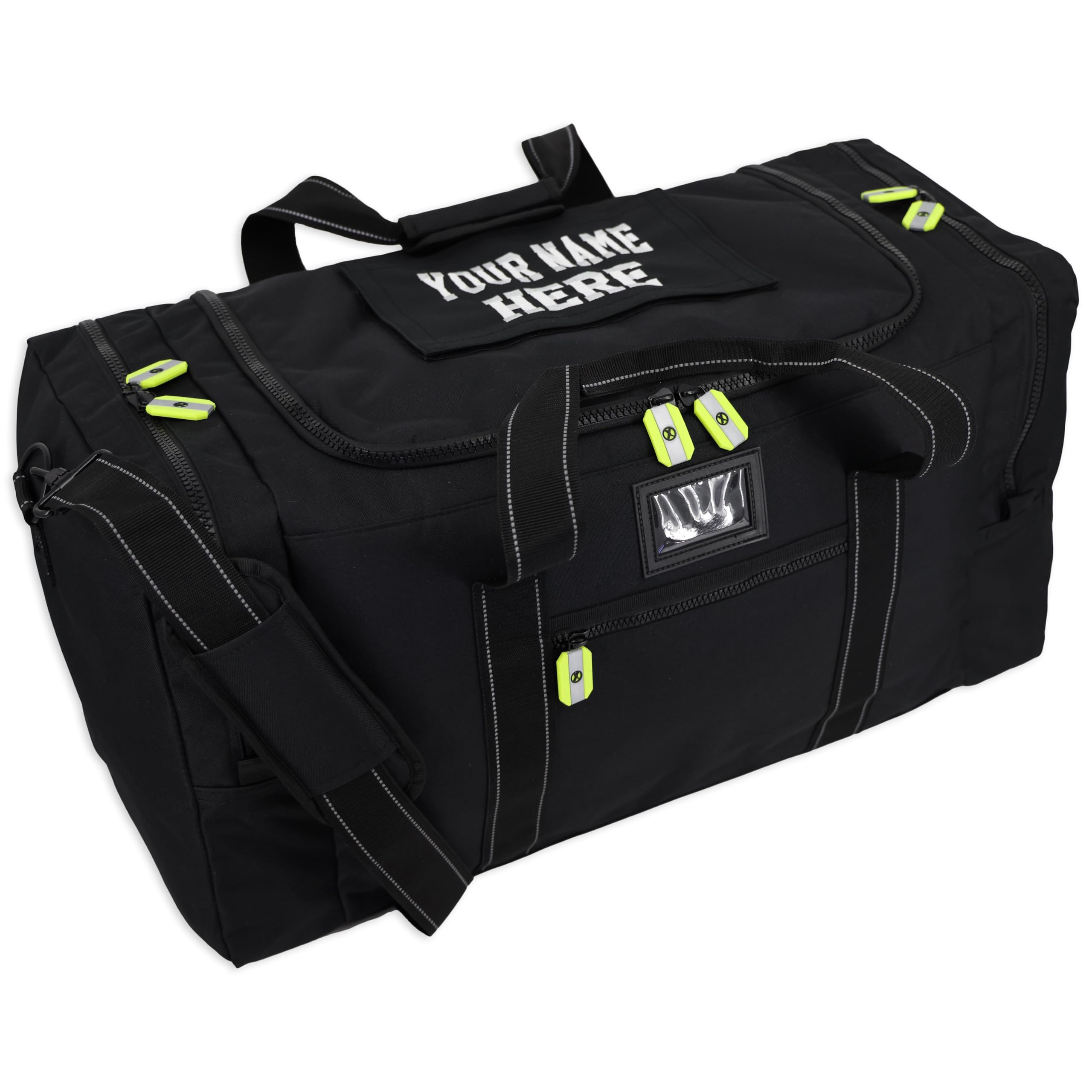 Lightning X Customizable Embroidered Value Police or Firefighter Overnight Duffel Gear Bag - Black (up to 2 lines of text)