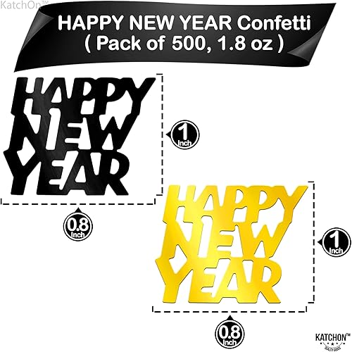Miniatura 4 de KatchOn, Confeti de Año Nuevo dorado y negro, 1.8 onzas, paquete de 500  Confeti de Año Nuevo 2024, suministros de fiesta de Año Nuevo 2024