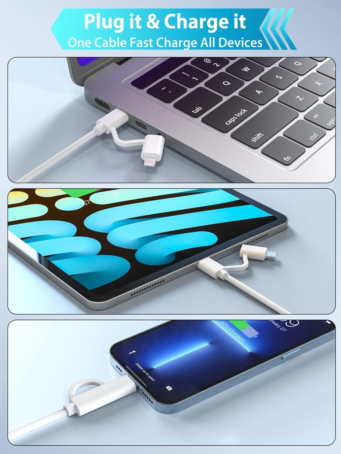 ilikable 2 in 1 Cavo USB C a C/Lightning 2Pezzi 2M MFi iPhone 15 Cavo USB Type-C a C 60W Ricarica Rapida Cavo Type C per iPhone iPad Pro Samsung MacBook and More