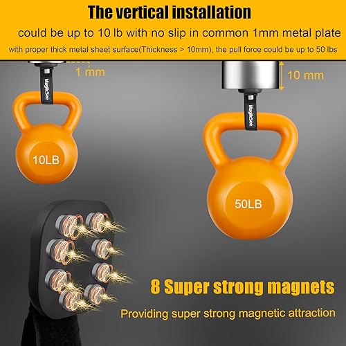 Miniatura 3 de Paquete de 2 correas de gancho magnéticas resistentes para cables de extensión, potentes lazos de almacenamiento de garaje para colgar cables,