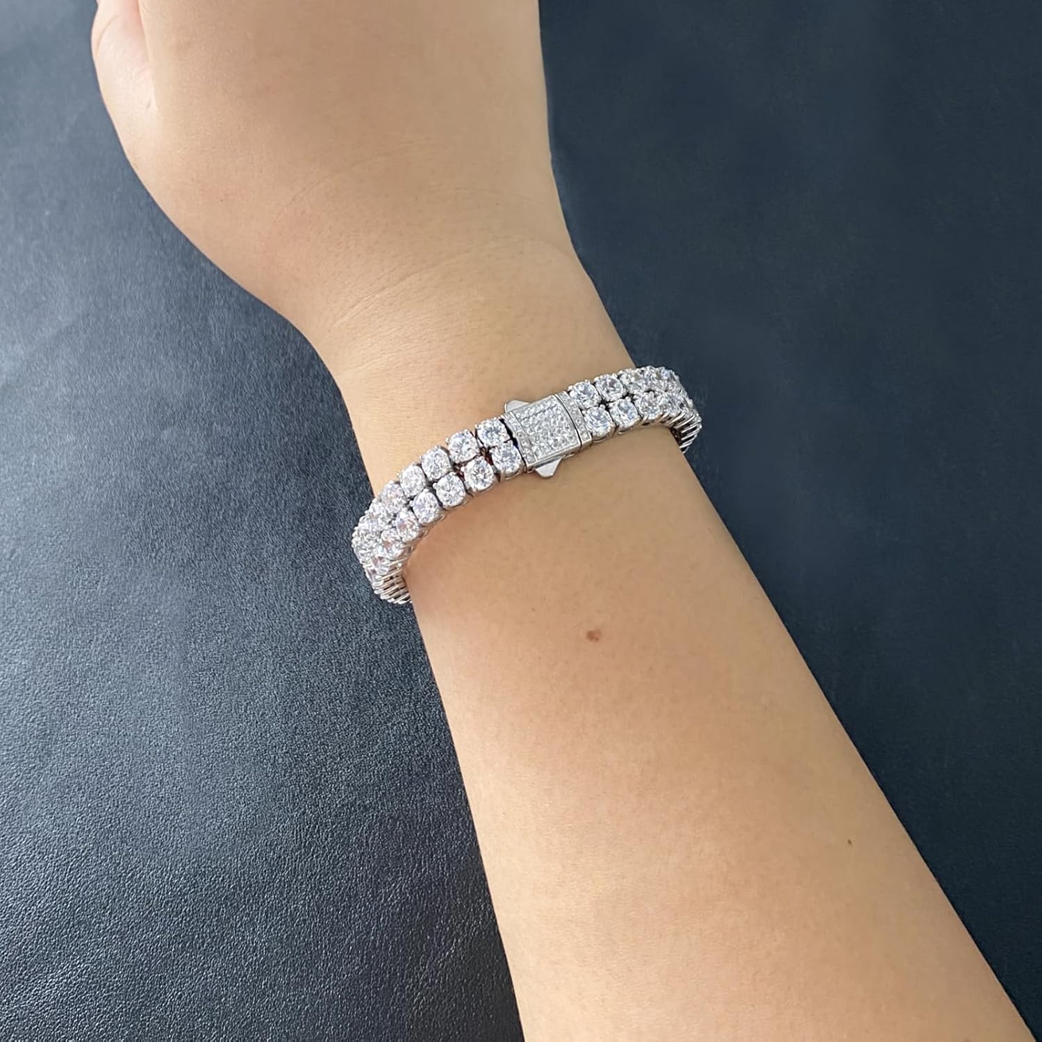 SDA Iced Out Diamond Tennis Chain Bracelets Stainless Steel Water Proof Never Fade 3.0mm/4.0mm Round 5A Cubic Zirconia Bracelets for Women and Men