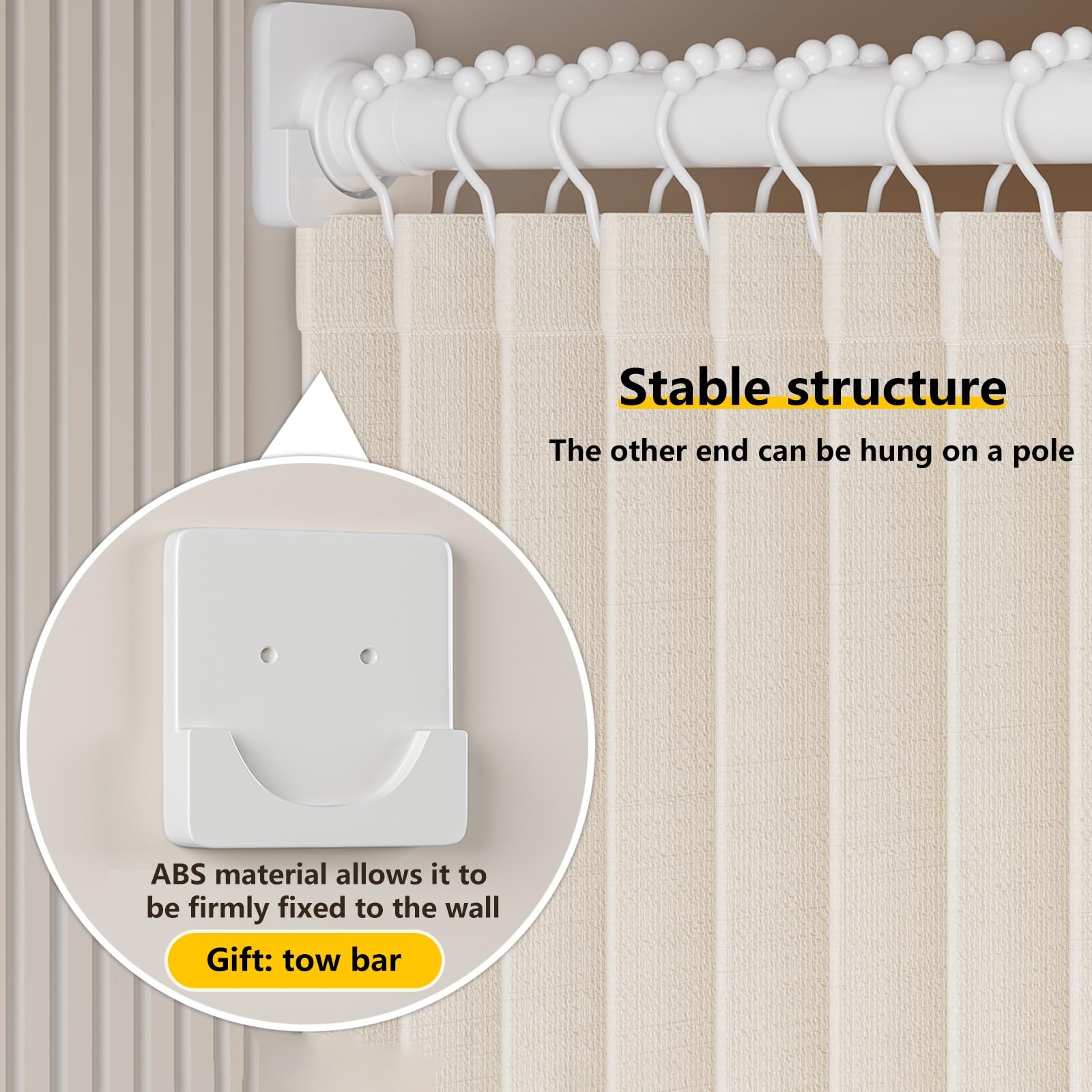 NoDrill Raumteiler-Vorhänge, verstellbar, schalldicht, dünn, Verdunkelungsvorhänge, freistehend, Sichtschutz-Trennwände für Schlafzimmer, Beige (0,9 m1,5 m Breite)