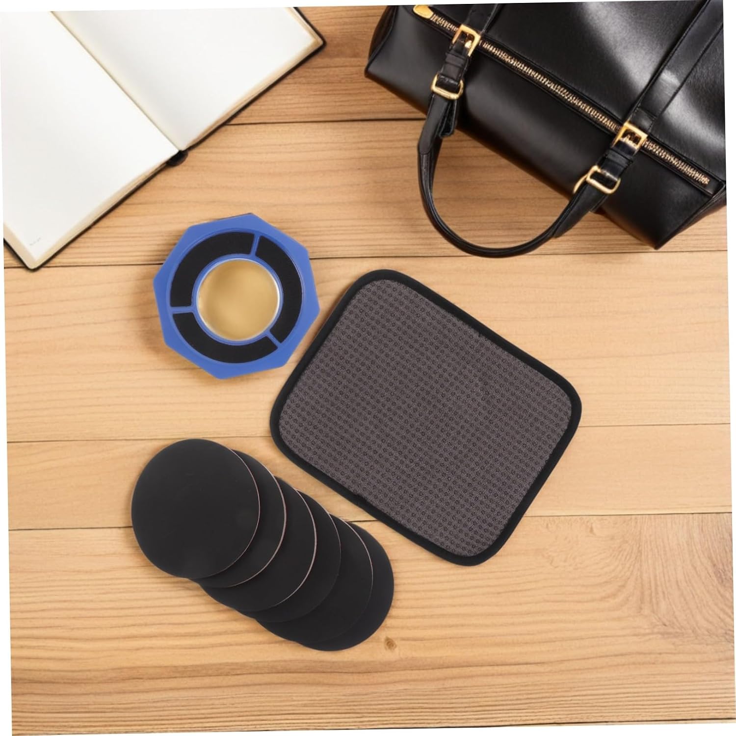 Bowling Ball Resurfacing Kit with Stable Stand, 4.7-inch Sanding Pads and Towel for Precision Surface Maintenance, Lightweight Polishing Base Set for Bowling Ball Cleaning