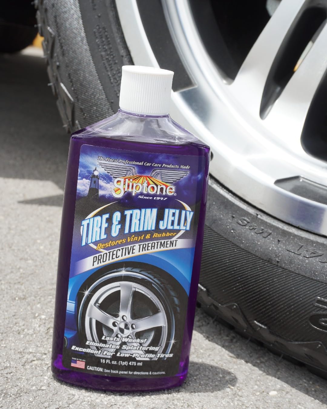 Gliptone Tire & Trim Jelly 16 oz, Long-Lasting High Gloss Tire Gel for Tires, Trim & Rubber, Non-Sling, No-Drip Formula, Thick, Easy Application, Deep Shine & Durable Protection for Exterior Surfaces