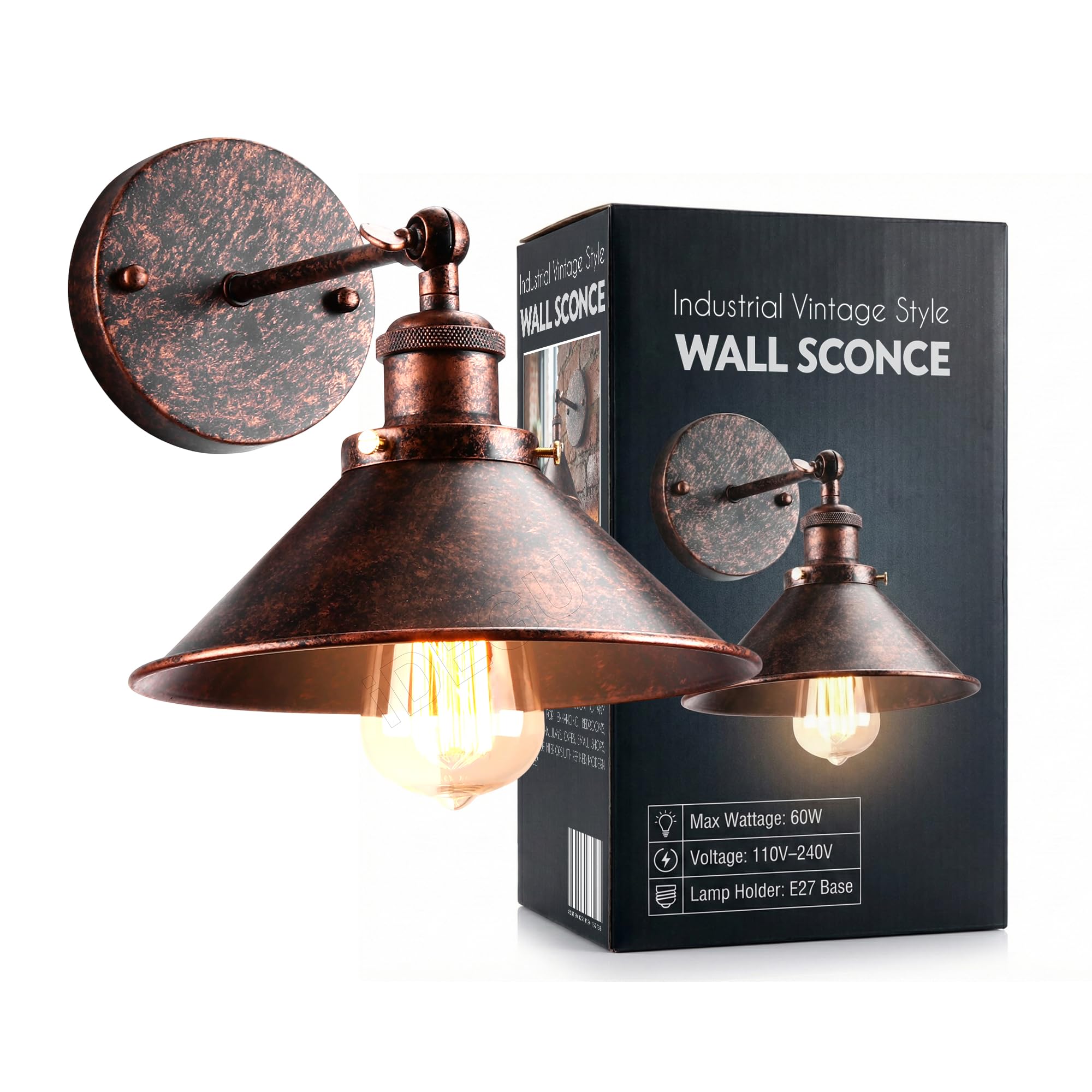 DC VOLTAGE Vintage Wall Sconce Black Antique 180 Degree Adjustable Industrial Wall Light for Restaurants Galleries Aisle Kitchen Room Doorway (Rustic Red)