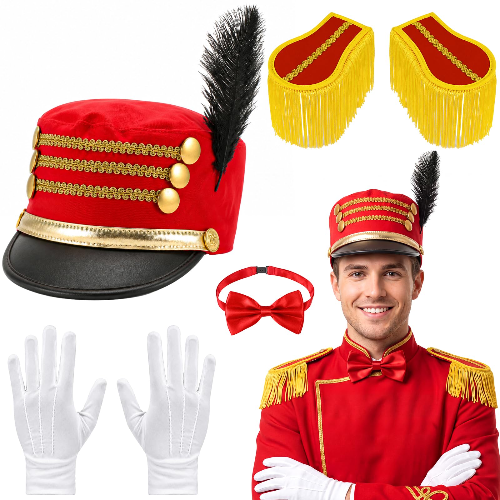 BTHRORO Marching Band Hat Shoulder Epaulets Set Halloween Carnival Costume