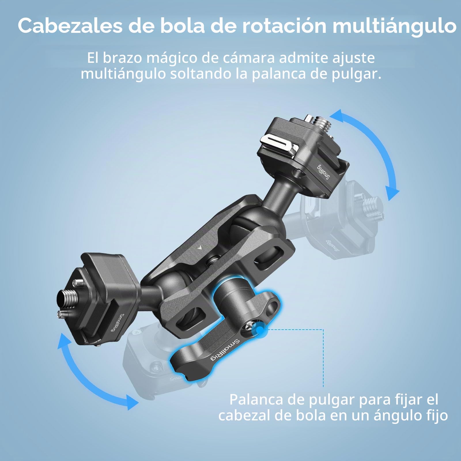SMALLRIG Brazo Mágico de Liberación Rápida con Cabezal Esférico de 360°, con Tornillos de 1/4”-20 y Pasadores de Ubicación Desmontables, Carga Util Máxima de 5,5 kg/12,1 LB, HawkLock H21-4488