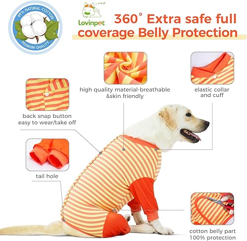 Miniatura 8 de LovinPet Traje de recuperación ceñido, cobertura completa para perro, camiseta protectora de recuperación quirúrgica para heridas abdominales
