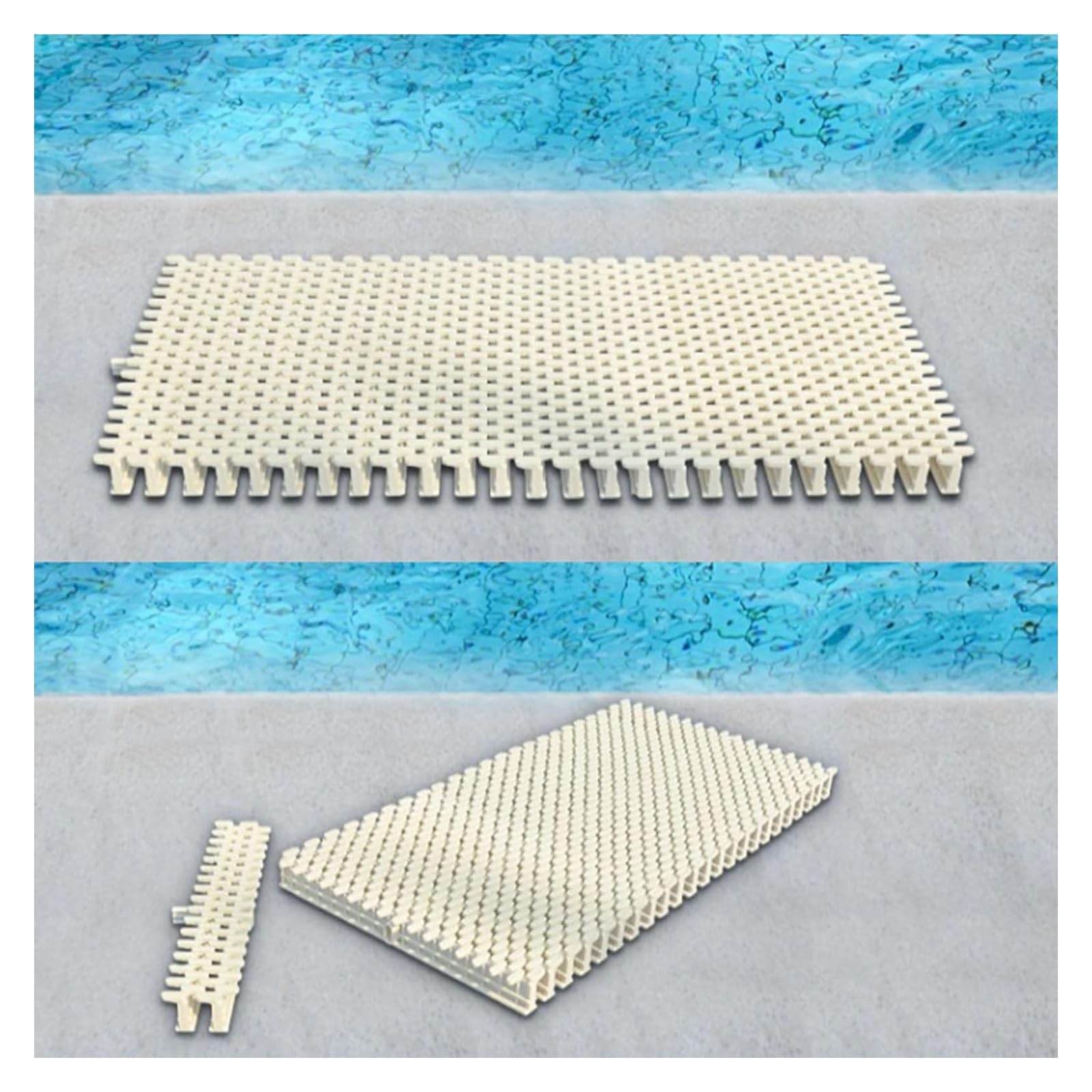 Griglie per Piscina, griglia di drenaggio per Piscina, Copertura in plastica ABS Resistente per vialetti e patii, griglia di Scarico componibile per Bordi Piscina - Set di 4 (25x100 cm)