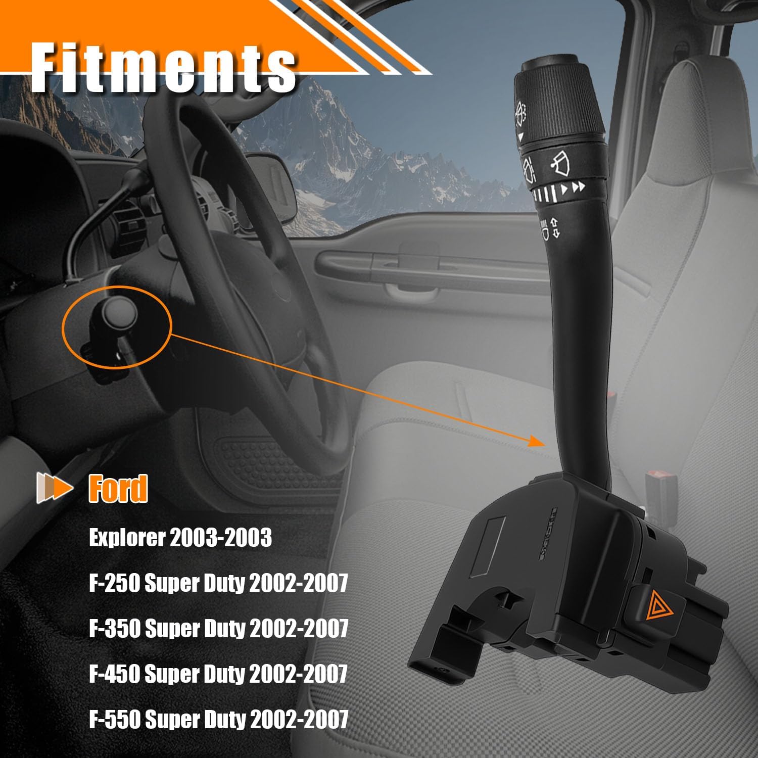 Headlight Dimmer Turn Signal Switch for Ford 02-07 Super Duty F-250 F-350 F-450 F-550, Multifunction Combination Turn Signal Switch Replace OE# CBS1158 CBS1158T 2330843 2C3Z13K359AAA 2C3Z13K359ABA