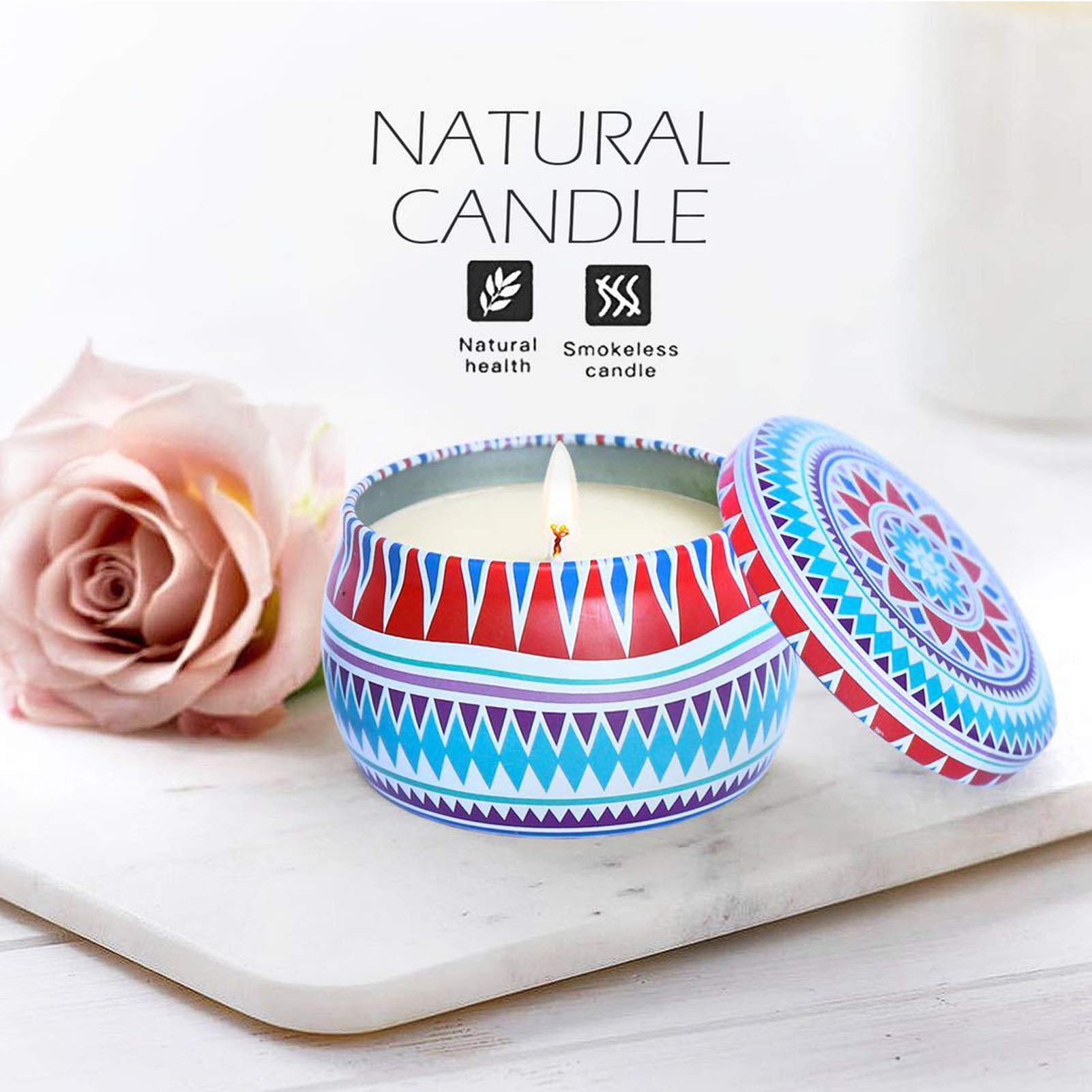 Set de velas con aroma 8, juego, puro natural de soja lata de soja cera velas de aromaterapia mujeres día de madre cumpleaños navidad navidad yoga decoración