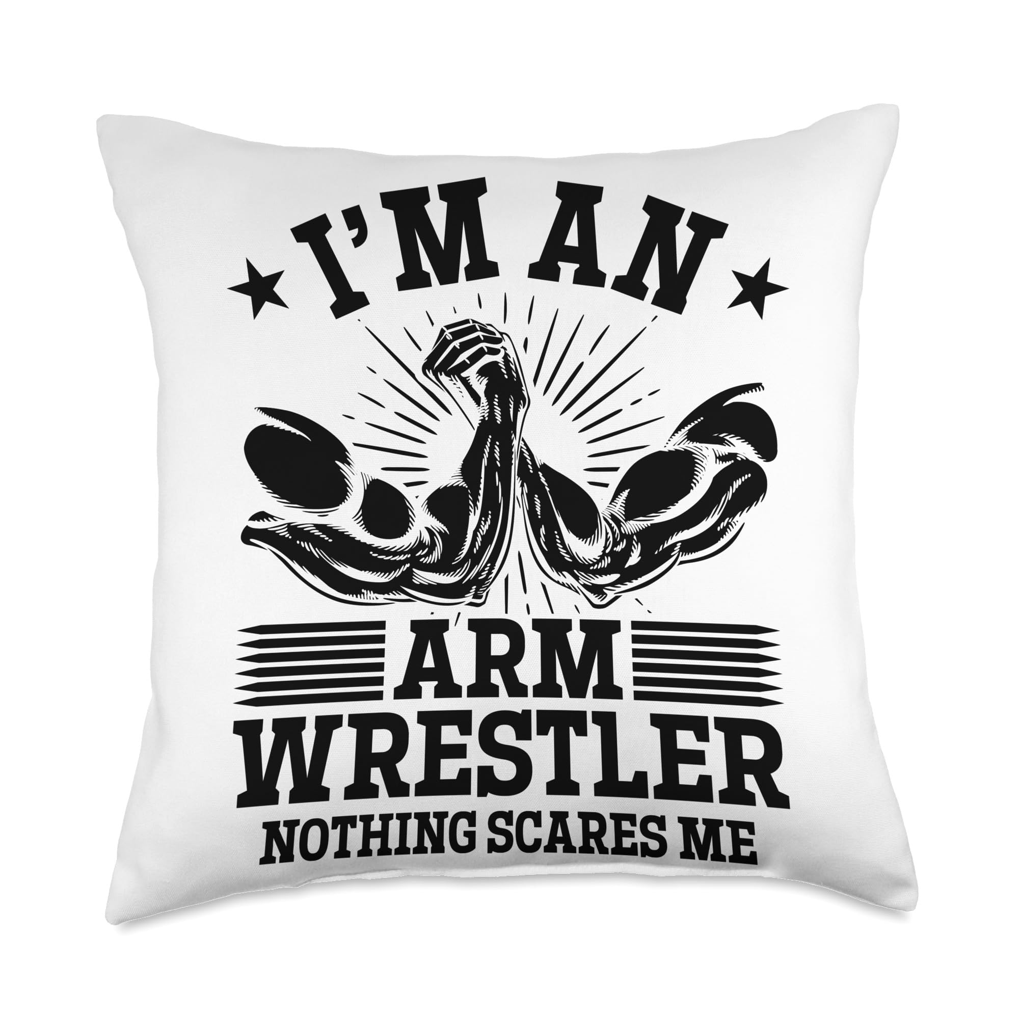 Wrestler Nothing Scares Me-Arm Wrestling Throw Pillow, 18x18, Multicolor
