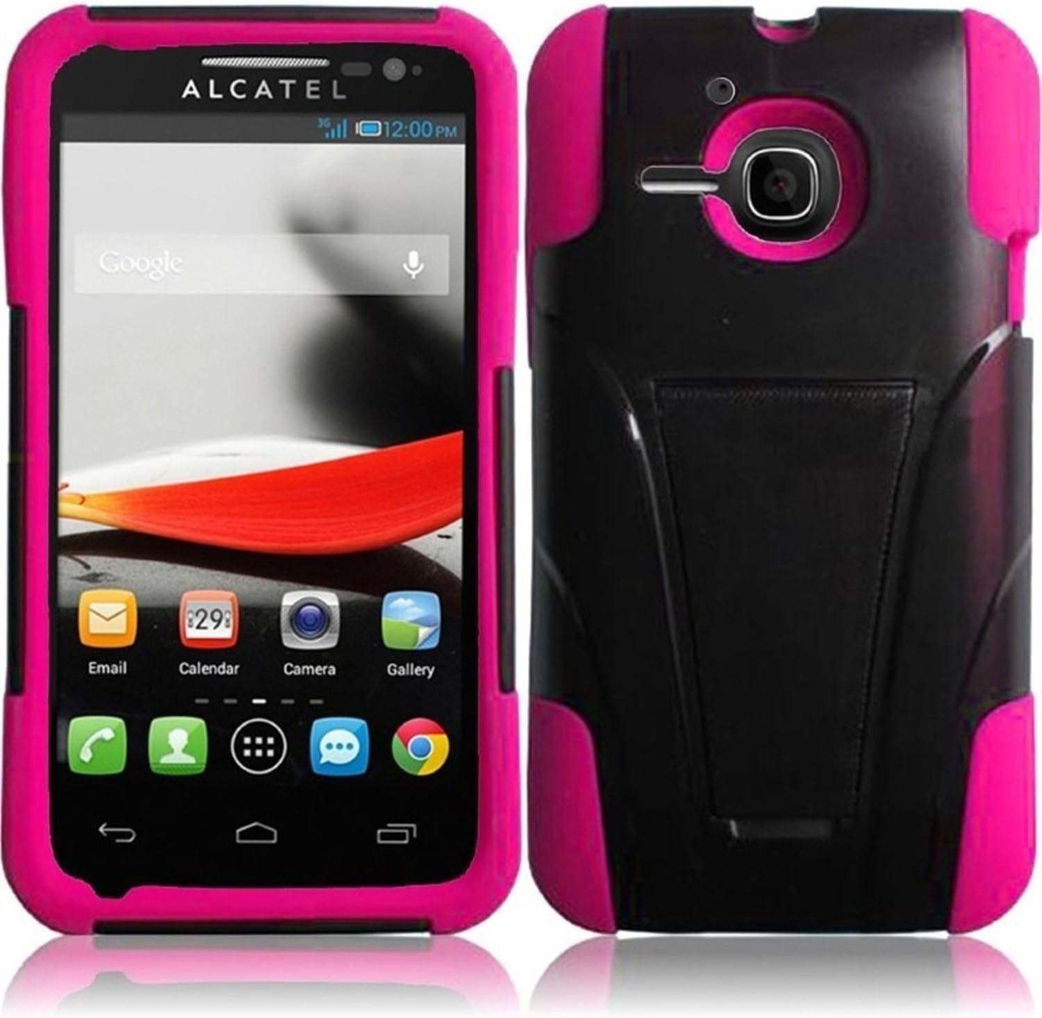 For Alcatel One Touch Evolve 5020T 5020 Cover Case (TSTAND Hybrid Black/Pink)