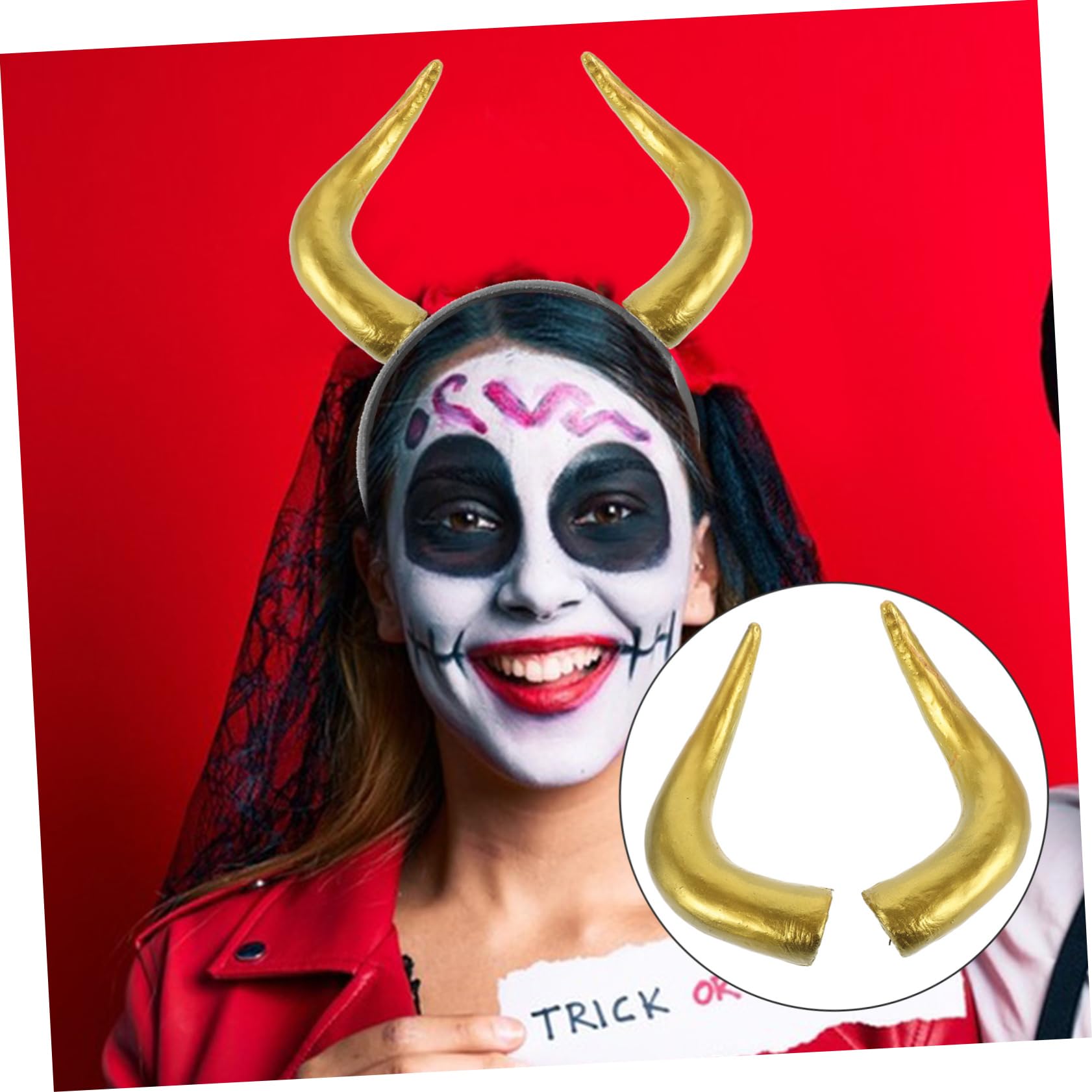 Ciieeo Cuerno De Simulación Accesorios Para Disfraz De Diadema De Cuerno De Oveja Diadema De Cuerno De Demonio Tocado De Halloween Cuernos Goticos De Polivinilo