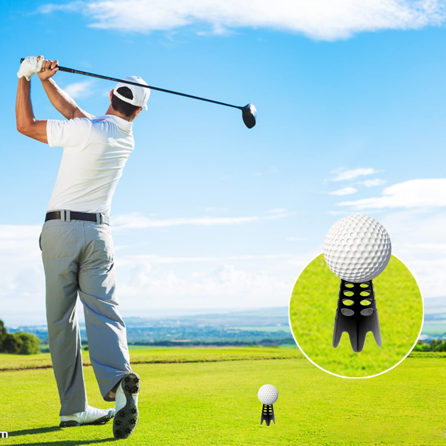 ORESDD Golf-Tees, 24 Stück, Schwarz, Kunststoff, Hochwertig, Flexibel, Einstellbare Höhe, Vielseitig