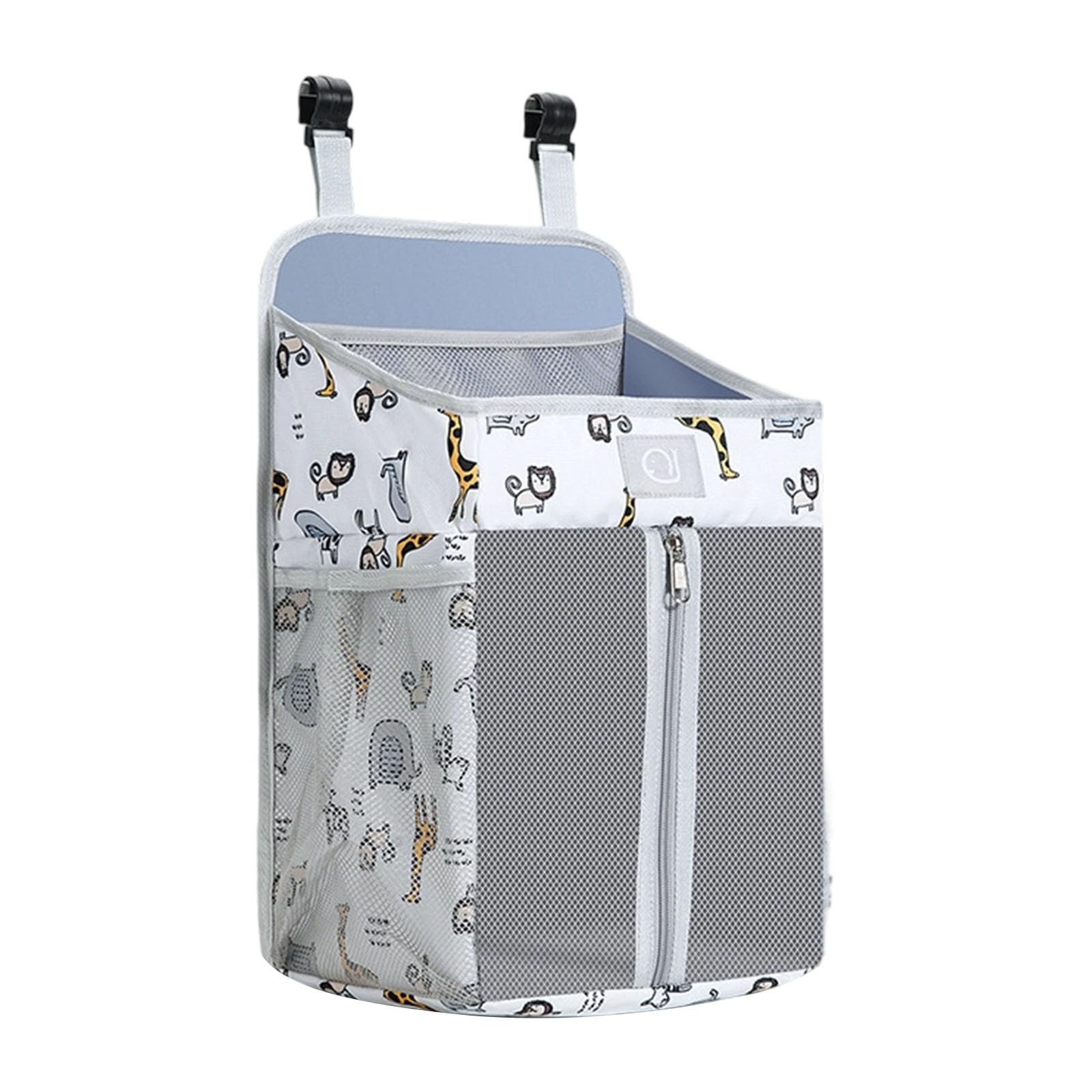 Limtula Bedsides Multiple Compartment Organizers with Zippered Diaper Area Washable Oxford Cloth Hanging Storage Solution Nursery Organizers for Cribs