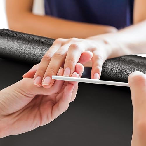 Miniatura 8 de Paddie Mesa de manicura para tecnología de uñas con cojín de muñeca, escritorio de esquina para uñas con 2 cajones y 2 estantes, estación de