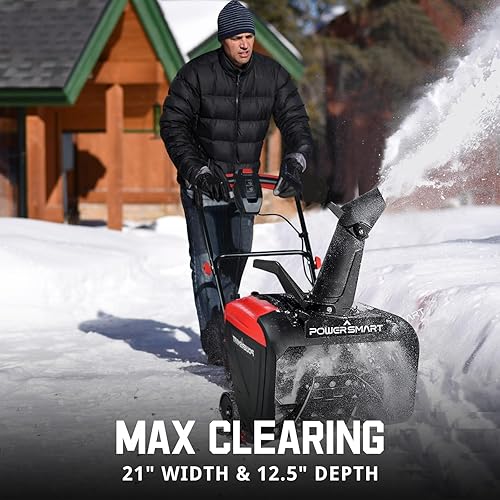 Miniatura 3 de PowerSmart Soplador de nieve con cable de 21 pulgadas, soplador de nieve eléctrico con motor de 15 amperios y luz LED