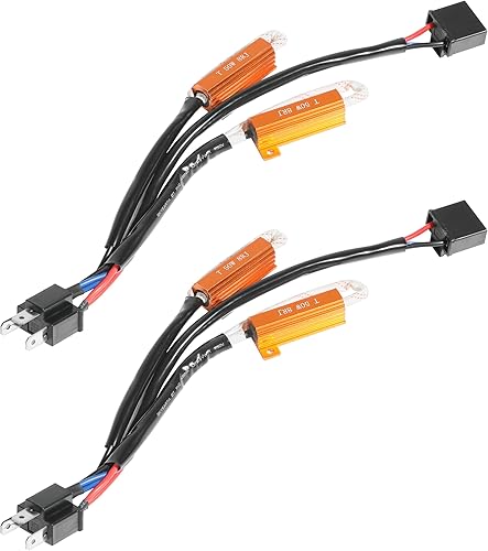 RACOONA Adaptador de arnés de relé de bombilla de faros delanteros de 50 W y 6 ohmios, decodificador de errores antiparpadeo, accesorios de