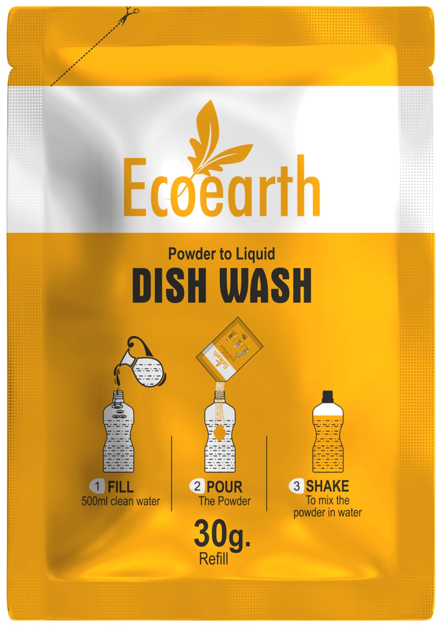 ECOEARTH | Powder-To-Liquid Dish Wash | 5 Sachets | 1 Sachet = 500ML Dish Wash Liquid | Add Water And Mix | Reduce Plastic | 2500ML Dish Wash Refill (5x500ml) (5 PCS) (B0BVVZM6MN) Amazon Price History, Amazon Price Tracker