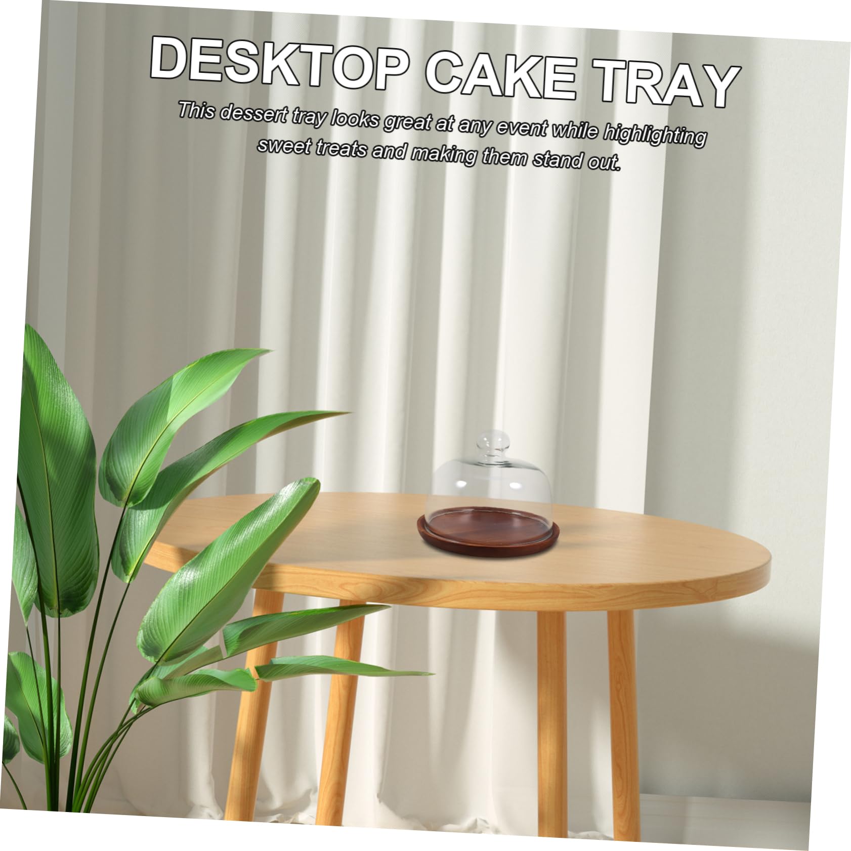 OUNONA Présentoir à Gâteaux Transparent en Bois et Verre, Plateau Café | Cupcakes et Fruits, Usage Mariage ou Bureau, 1 Pièce, Style Élégant et Délicat