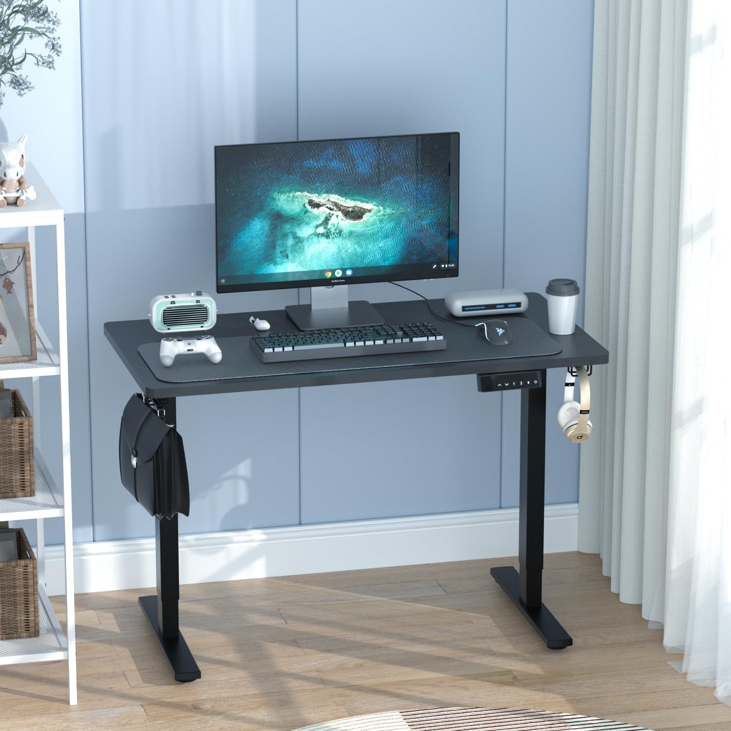 ERGOMAKER Höhenverstellbarer Gestell mit 2 starken Motoren, höhenverstellbarer Schreibtisch Gestell mit 2 Memory-Steuerung, Dualmotor Tischgestell höhenverstellbar mit 2 USB Ladeanschlüssen(schwarz)