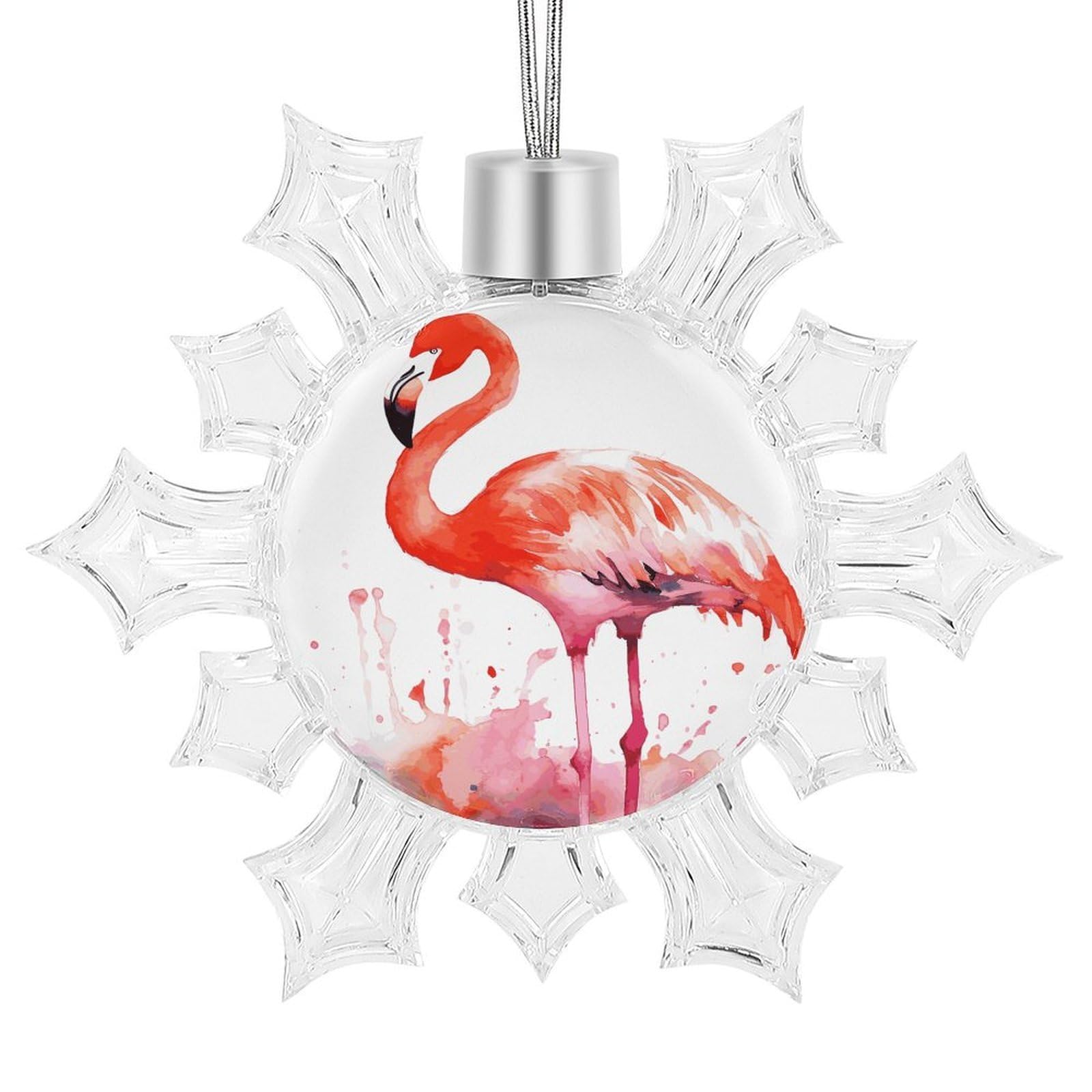 Watercolor Flamingos Snowflake Decorations,Christmas Decorations，Christmas Indoor Winter Wonderland Decor，Hanging Ornaments for Xmas Tree Winter New Year Party Supplies