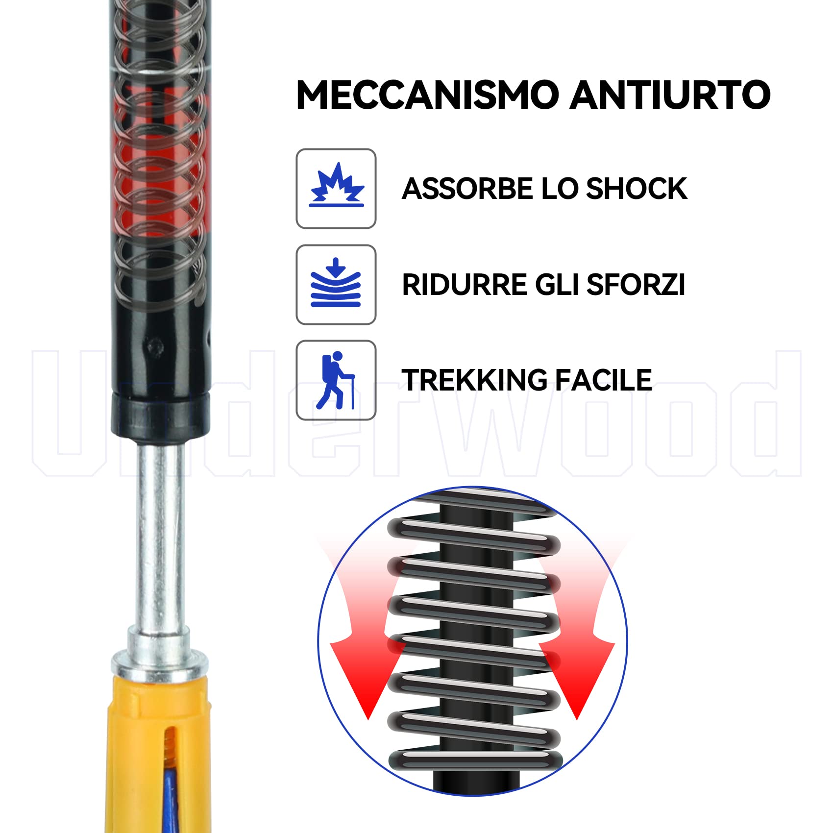 Bastoni da Nordic Walking per Trekking, Bastone da Trekking Telescopico 2 Pezzo per Tenda, Alluminio Bastone da Trekking per Bambini, Adulto, Bastone Regolabile con Assorbimento Anti-shock