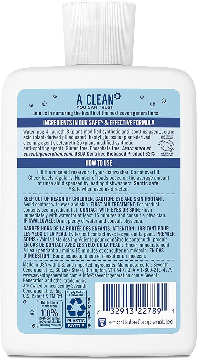 Seventh Generation Dishwasher Rinse Aid - 8 oz - 4 pk : Health & Household