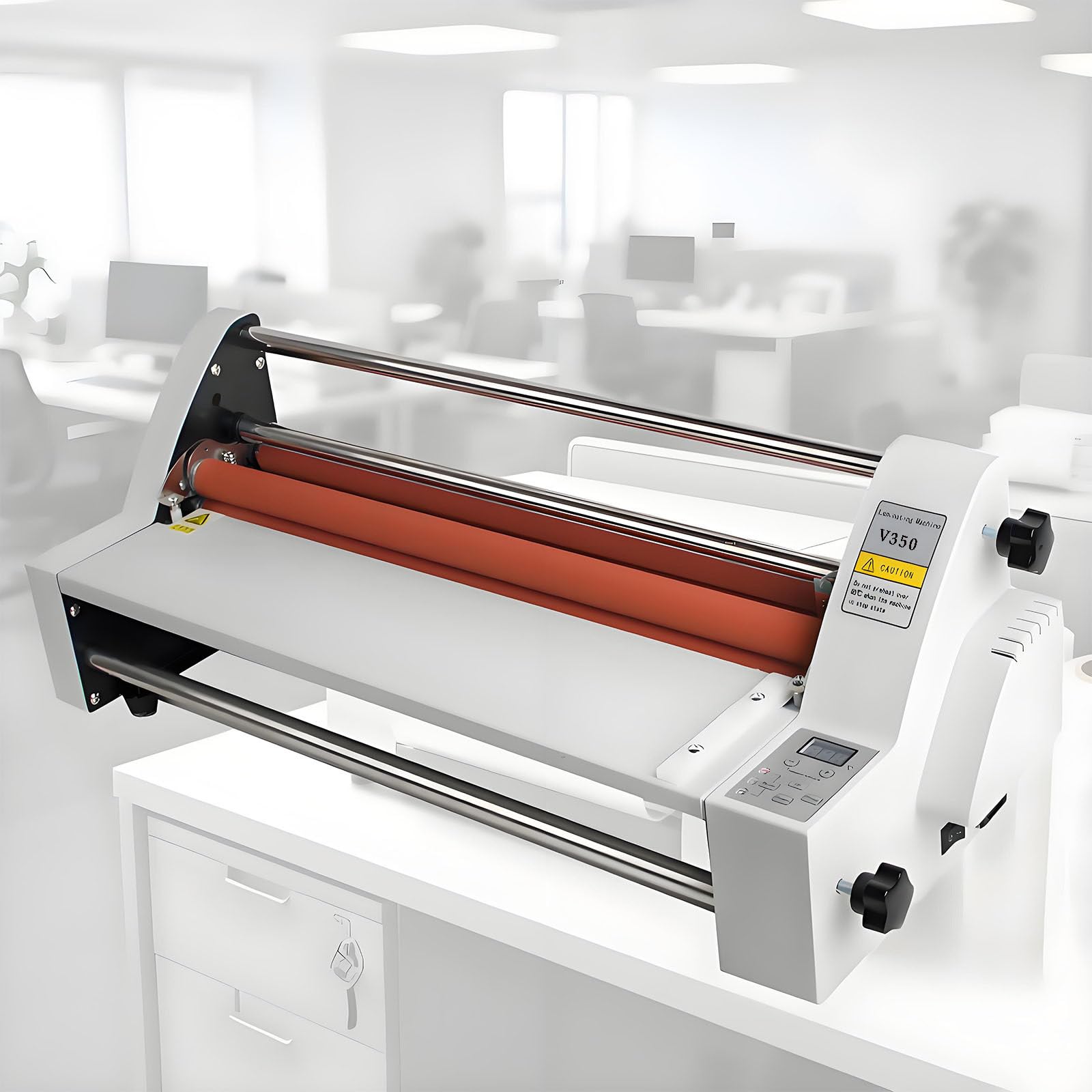 laminadora Manual en frío y Caliente,Máquina laminadora térmica con Control Digital,máquina laminadora térmica de Doble Cara,tensión de Membrana Ajustable, Ancho máximo 350mm