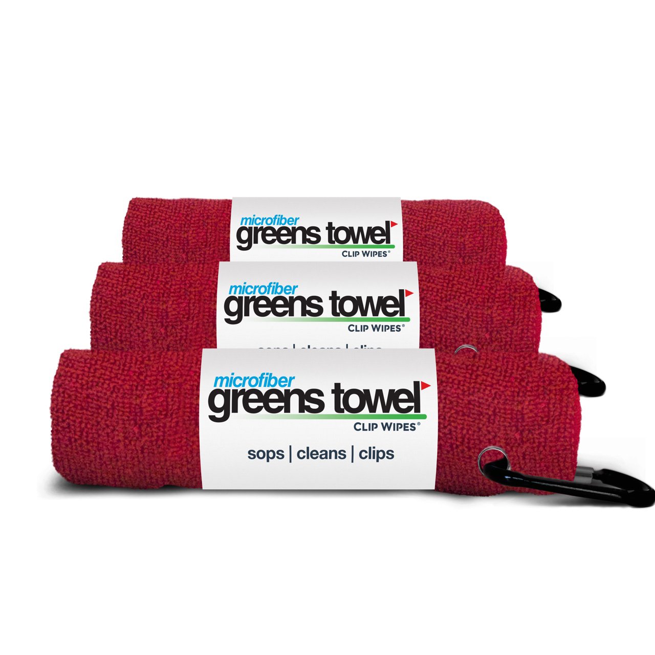 Red 3 Pack Golf Towel Set for Golf Bags with Clip, Plush Microfiber Nap Fabric, 16x16, The Original (Cardinal Red)