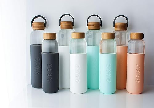 Miniatura 7 de Soma Botella de agua de vidrio con funda de silicona, sin BPA, blanca, 17 onzas