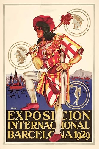 Imán Exposición Internacional Barcelona 1929" Vintage Estilo Viaje Imán Vinilo Magnético Hoja para Bloqueadores, Coches, Señales, Refrigerador 5