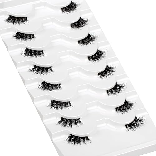 Miniatura 96 de Pooplunch Pestañas postizas de pelo de visón sintético, estilo de ojo de gato, paquete de pestañas postizas naturales esponjosas, paquete múltiple