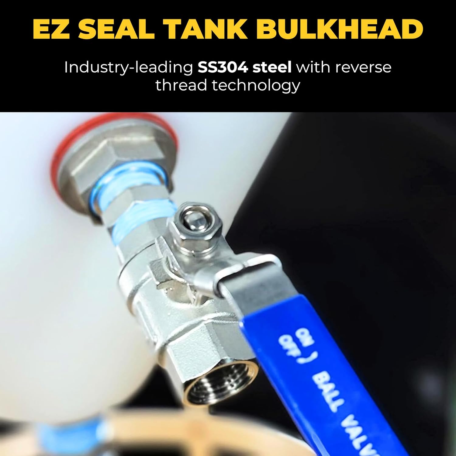 MiniBrew 1/2” NPT EZ Seal Weldless Bulkhead with Buna-N Gaskets for Homebrewing (1 Pack)