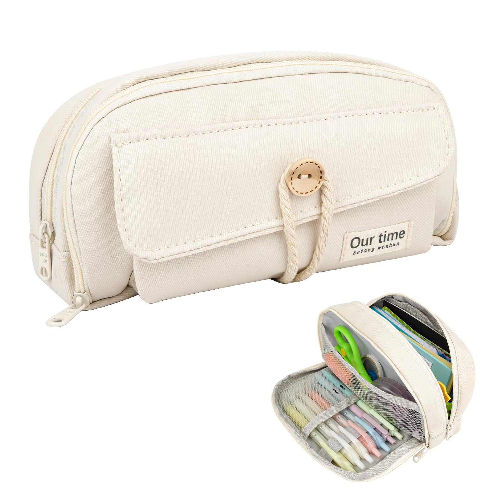 Maxmoc Large Capacity Pencil Case, Aesthetic Pencil Case for Girls Boys with 4 Compartments, Portable Pencil Pouch with Zip