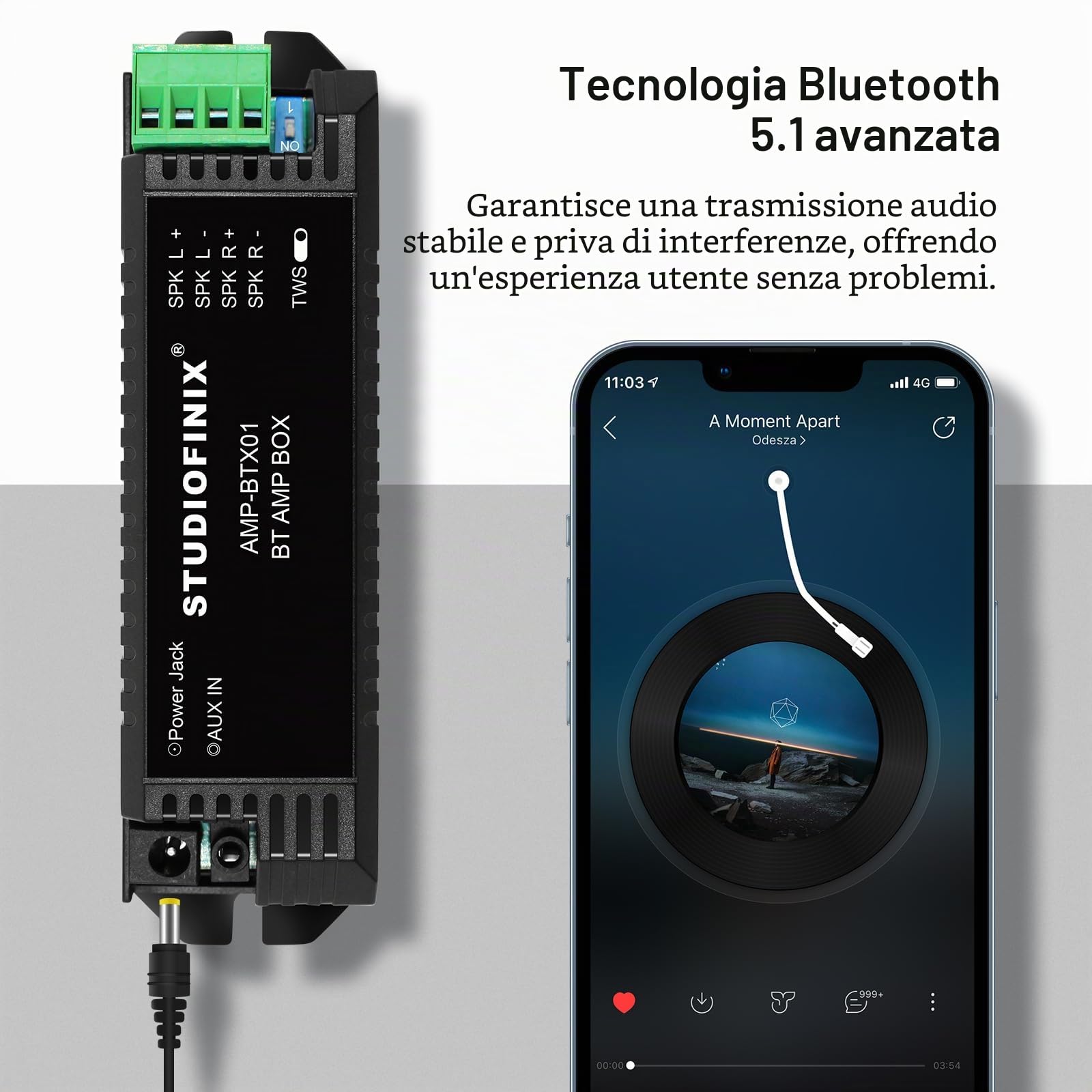 STUODIOFINIX 2 canali Mini Amplificatore 5.1 Bluetooth per altoparlanti passivi con TWS, AUX, parte di ricambio, adatto per altoparlanti a parete/soffitto/marino/libreria