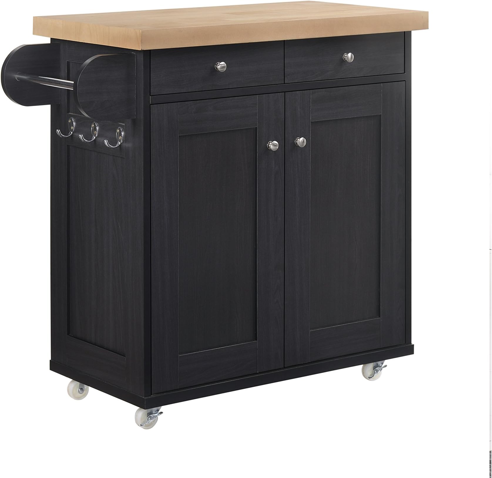 LPD Portland 2 Door 2 Drawer Kitchen Island - White Soft Grey Black#Black
