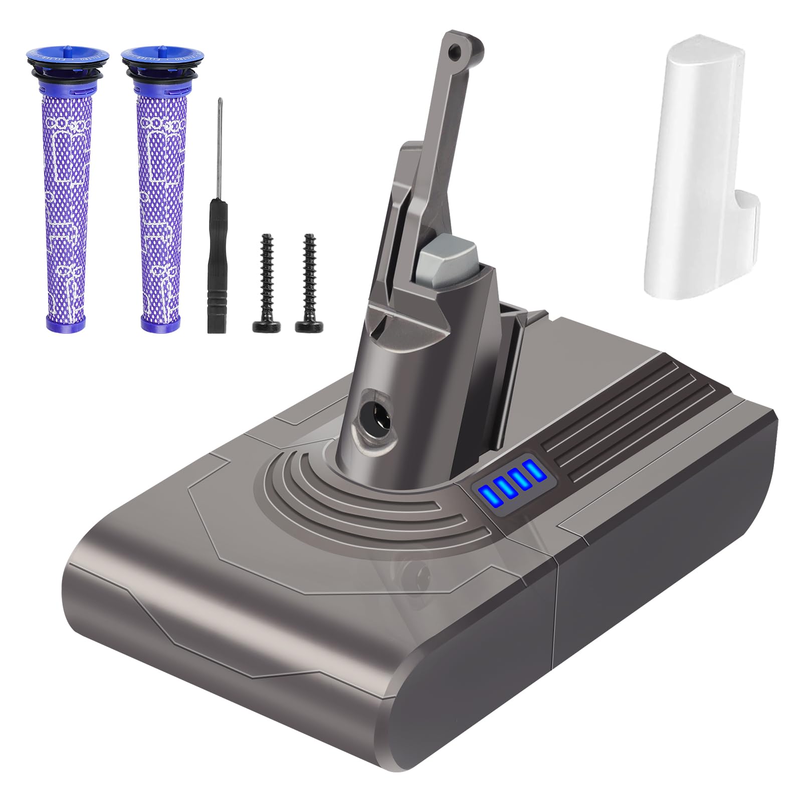 Waitley 6000mAh Ersatzakku für Dyson V8 Akku Für Dyson SV10 V8 Absolute Animal Motorhead Fluffy Slim Fluffy Total Clean Extra Handstaubsauger mit 2 Filtern