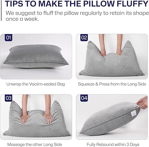 Miniatura 7 de GOHOME Almohadas suaves para dormir, paquete de 2 almohadas tamaño King de la colección Hotel para dormir de lado, espalda y boca abajo, almohadas