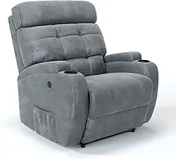 Poltrona do Papai Reclinável Elétrica em Suede - Modelo Florença Damie (Cinza)