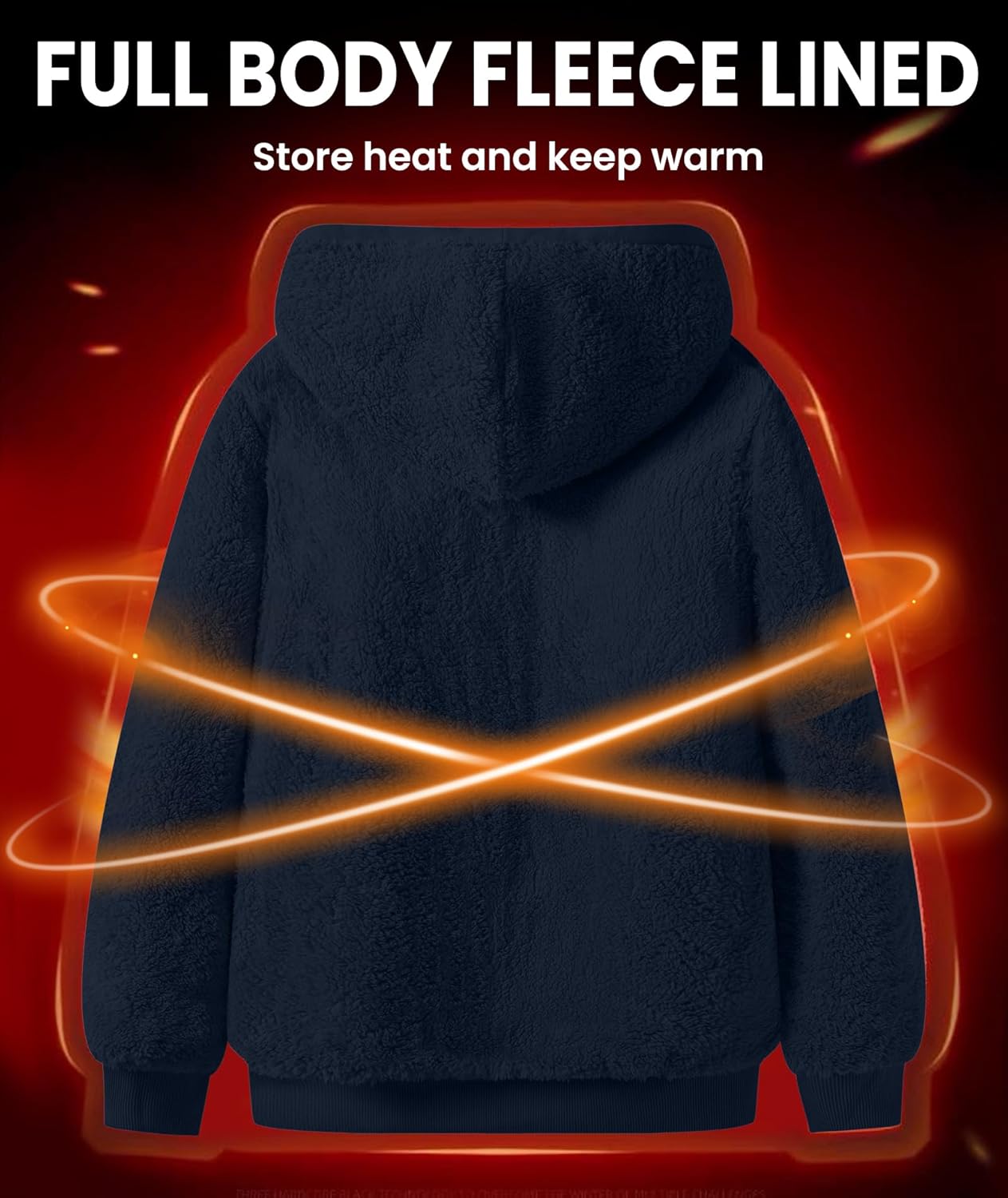 GEEK LIGHTING Hoodies for Men Heavyweight Fleece Sweatshirt - Full Zip Up Thick Sherpa Lined - Image 3