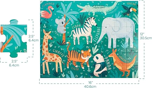 Miniatura 2 de Stephen Joseph, Rompecabezas educativo con bote, rompecabezas de animales de 48 piezas, rompecabezas de animales de aprendizaje para niños de 3 a 5