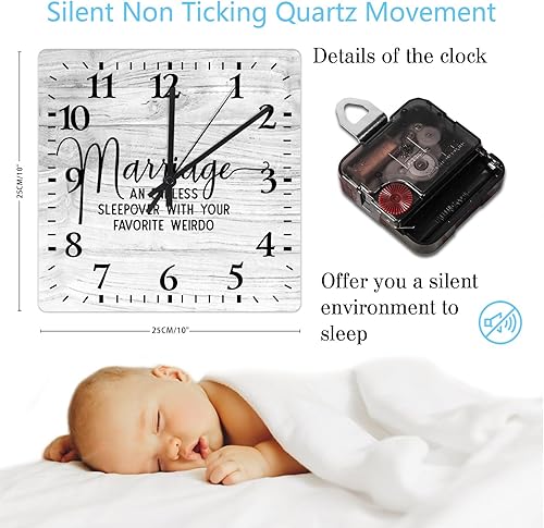 Miniatura 10 de Mighun Love Wins Tic Tac Toe - Reloj de pared con citas inspiradoras, silencioso, sin tictac, reloj de pared cuadrado de 10 pulgadas, relojes de PVC