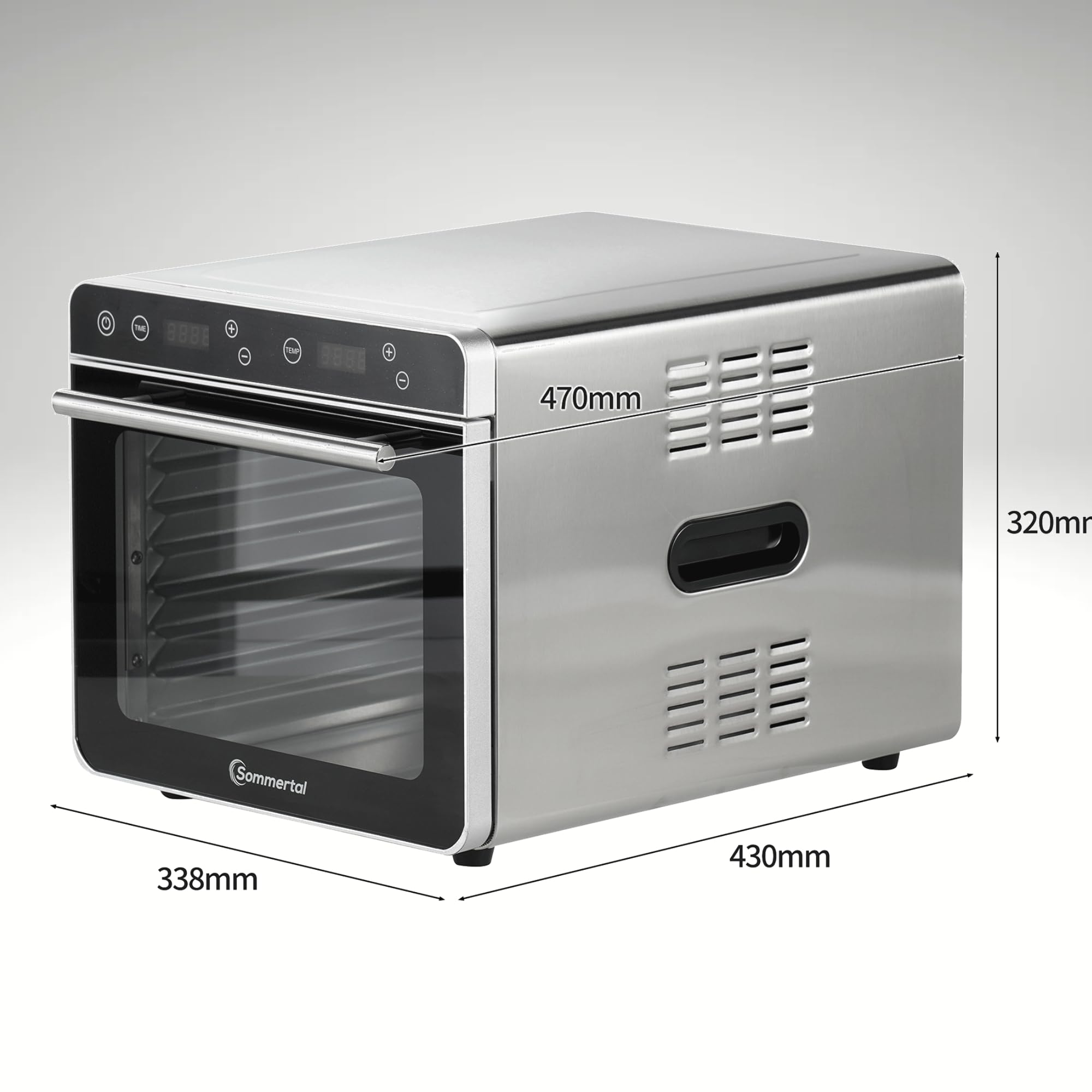 Sommertal Silence 700 XXL avec 8 grilles de séchage en acier inoxydable, affichage LED, minuterie de 24 heures, réglage de la température de (35 °C à 85 °C), avec livre de cuisine, déshydrateur