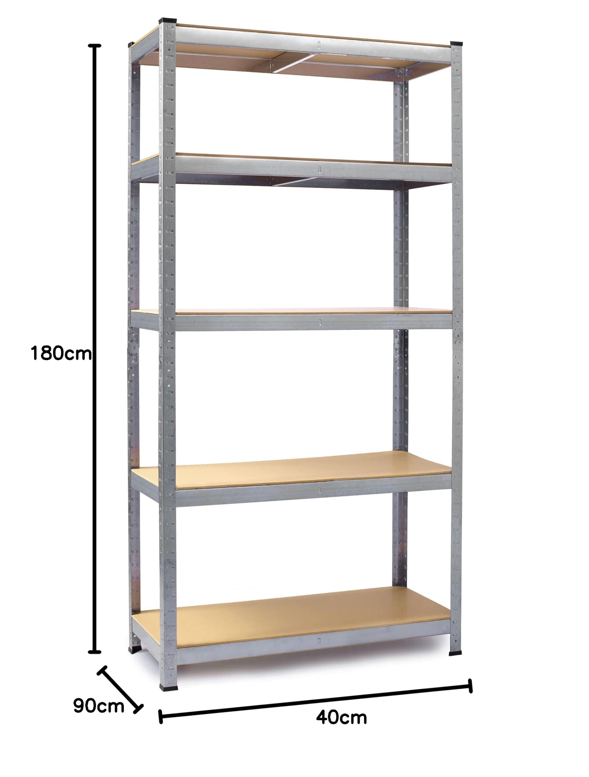 Humberg Półka garażowa metalowa Obciążenie do 1325 kg 5 półek 40 x 90 x 180 cm Srebrny
