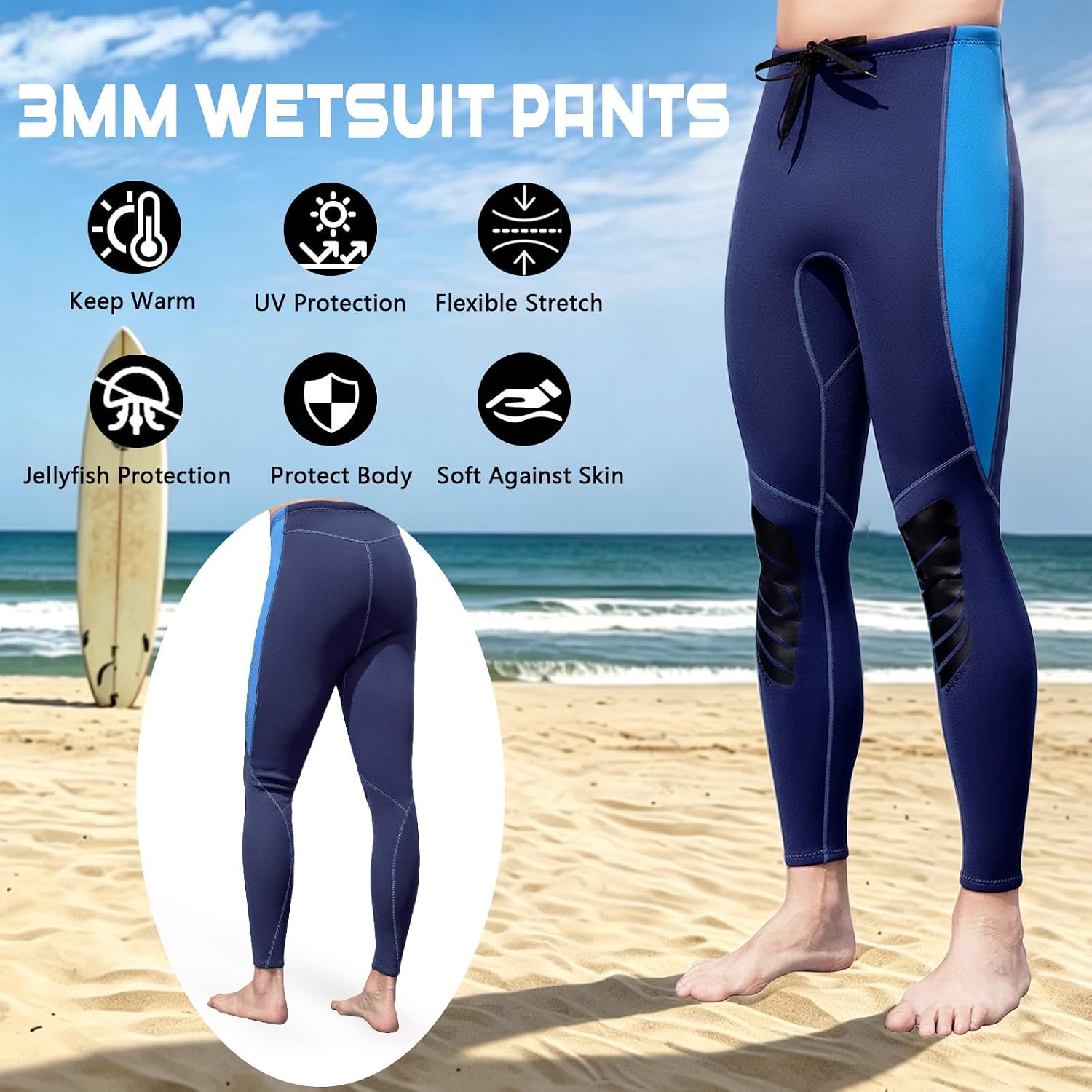 Skyone Wetsuit Pants Women Men 3MM Neoprene Swim Pants Tights, Long Diving Scuba Swim Leggings Thermal Wet Suit Swimming Pants for Surfing Snorkeling Kayaking