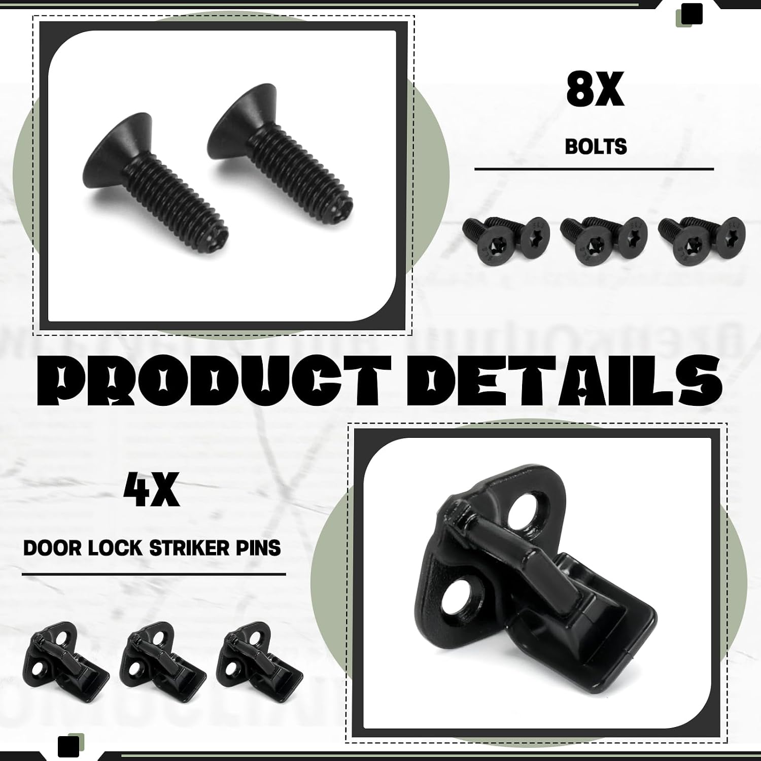 PTNHZ 4PCS Door Lock Striker Pins w/Bolts Compatible with 1999-2016 Ford F150 F450 F550 F250 & F350 Super Duty Single Cab or Crew Cab 9L3Z-1522008-A 9L3Z1522008A