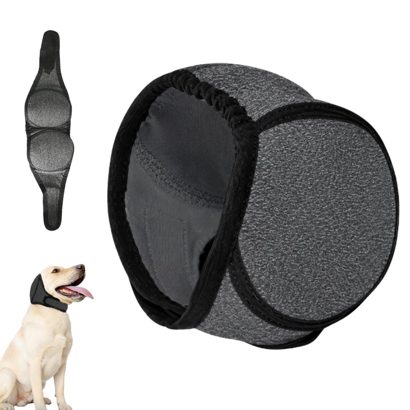 Silent for Dogs No Shake Dog Ear Dog Ear Muffs, Bathing, Noise Anxiety Relief- Elastic Waterproof Ear Protector with Calming Hoodie Design for Grooming/Head Ear Cover (Gray,L)